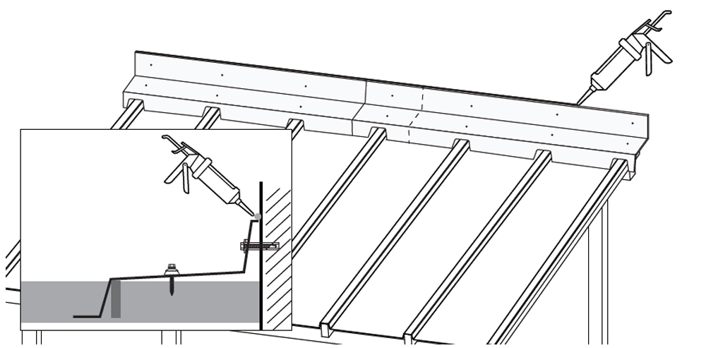 Applying silicone to EZ Glaze roof system