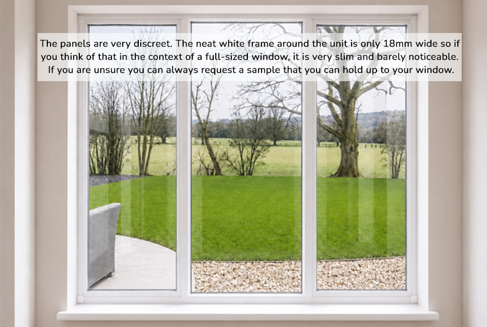 Discreet glazing panels with neat white frame
