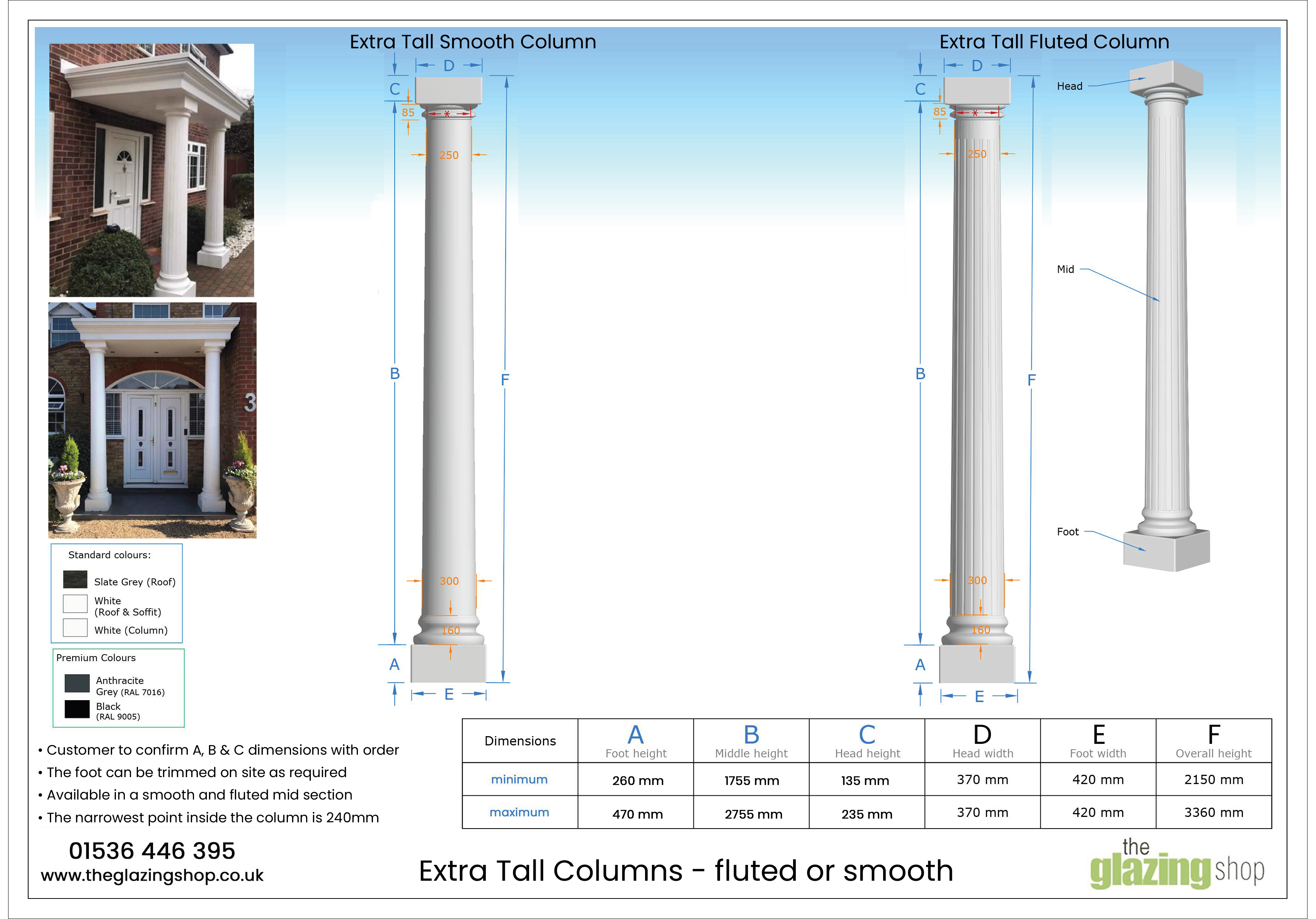 Extra tall columns fluted or smooth