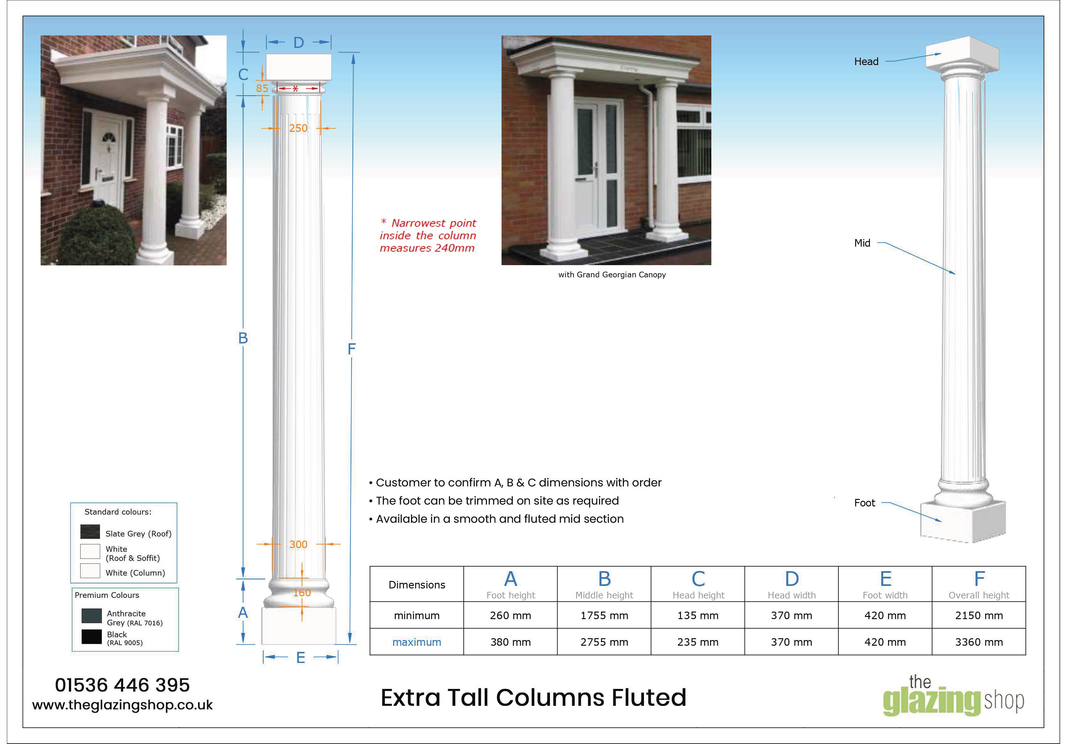 Extra tall columns fluted