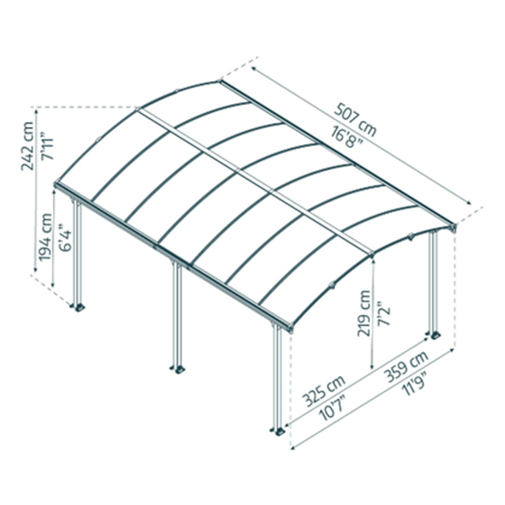 Crescent carport dimensions - length 5.1m x width 3.6m