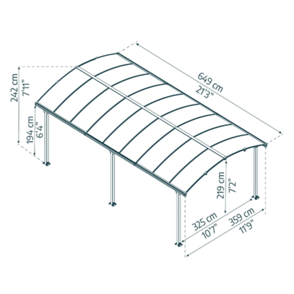 Crescent carport dimensions - length 6.5m x width 3.6m