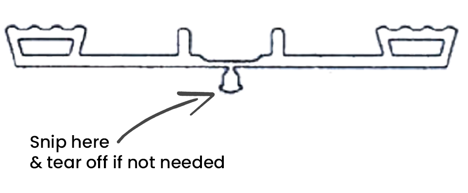 If not fitting in a rafter groove snip and tear to remove the central section